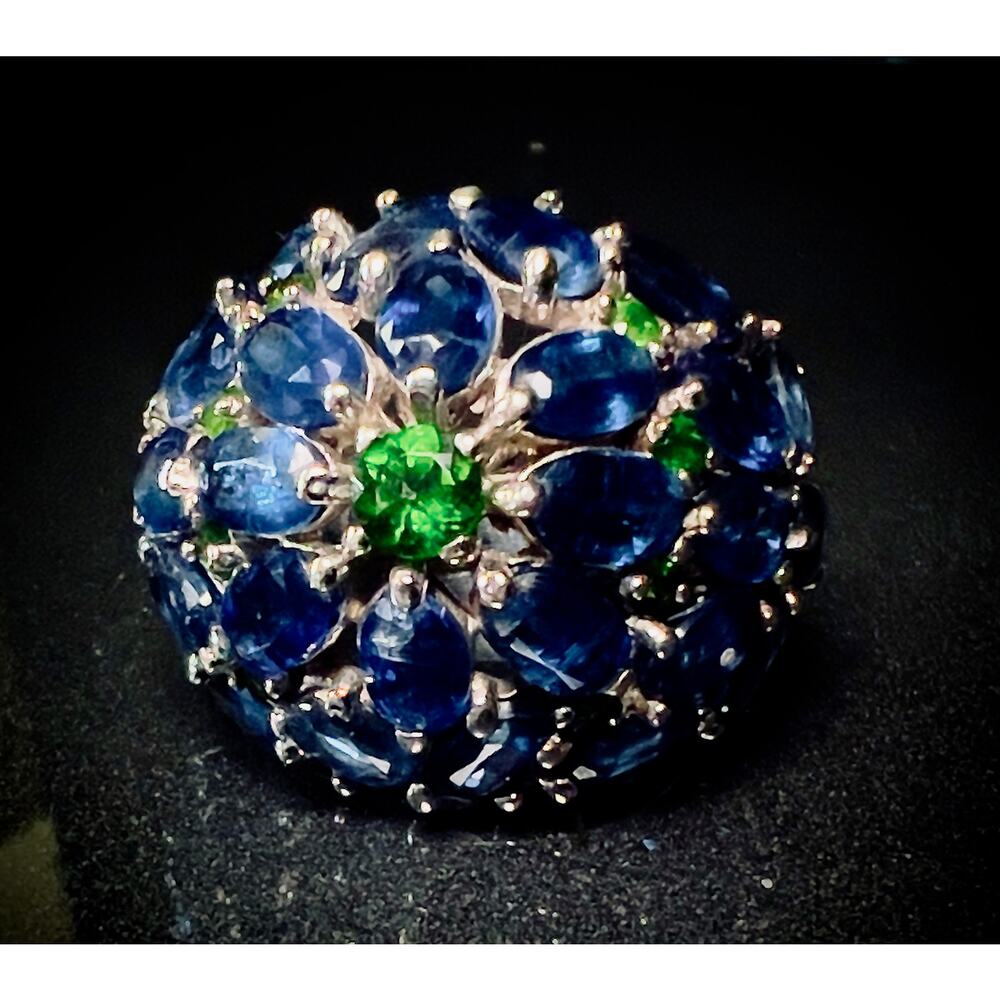 Massive Natural Kyanite Chrome Diopside Cluster Dome Ring - Picture 10 of 15